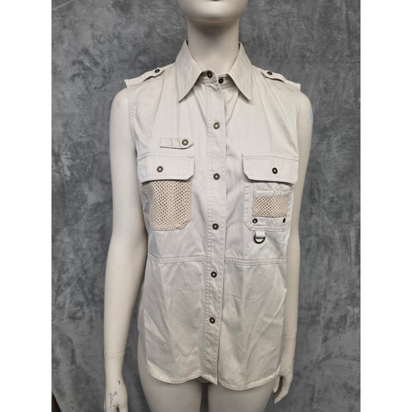 Lauren Ralph Lauren Jackets & Blazers - Lauren Ralph Lauren Womens Safari Vest Beige Cotton Utility Cargo Mesh Pocket M